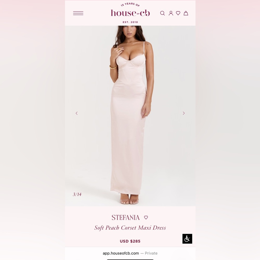 House of CB - STEFANIA
Soft Peach Corset Maxi Dress